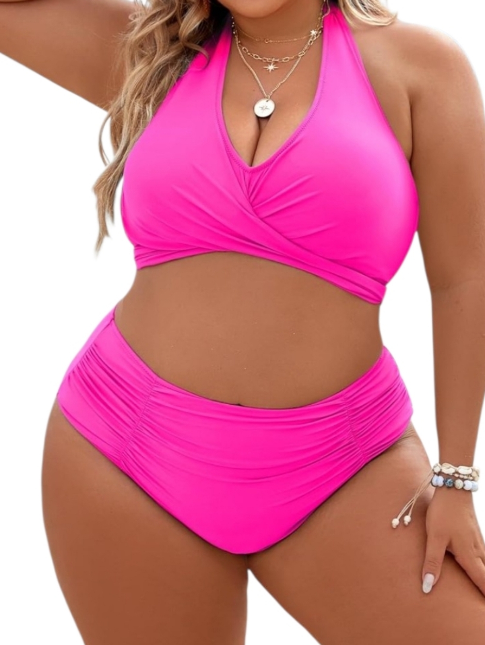 Halter Bikini Set in Bright Pink
